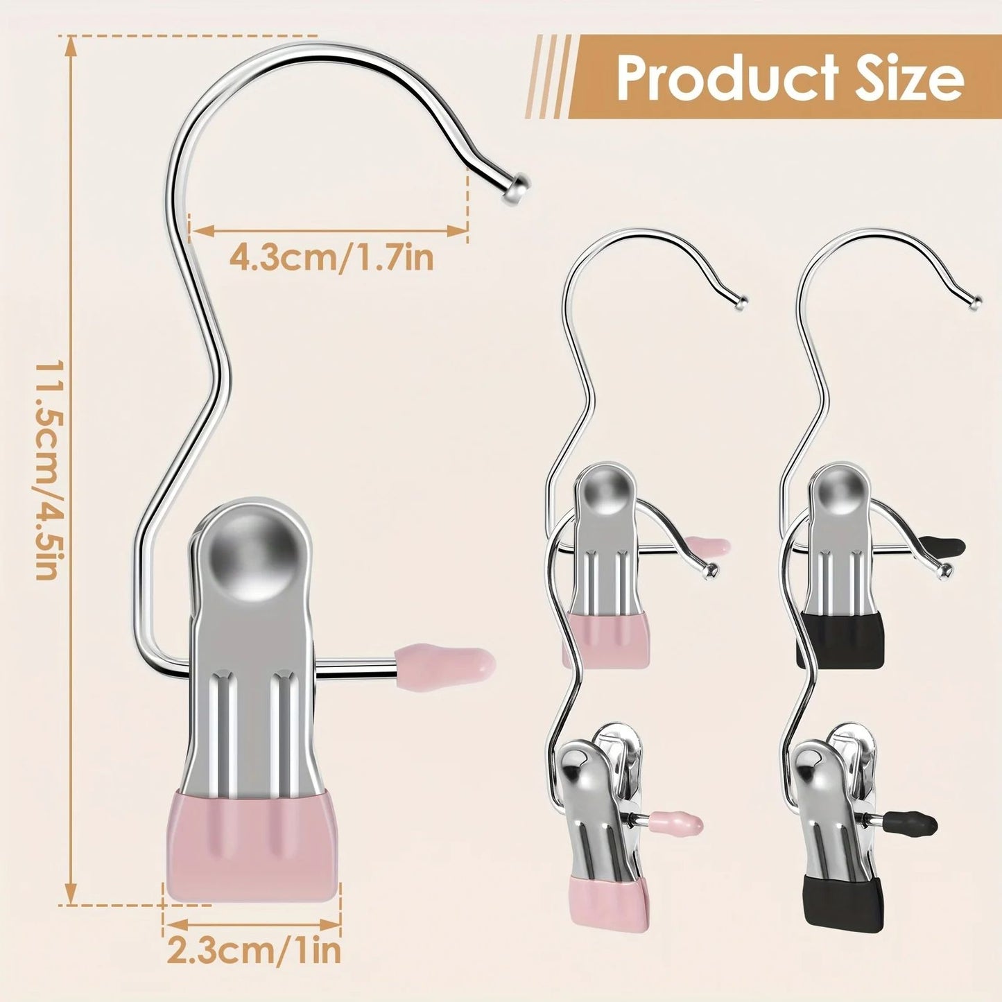 Durable Stainless Steel Clothespins With Hook Laundry Organizer Hanging Clips For Home Travel  Clos 5