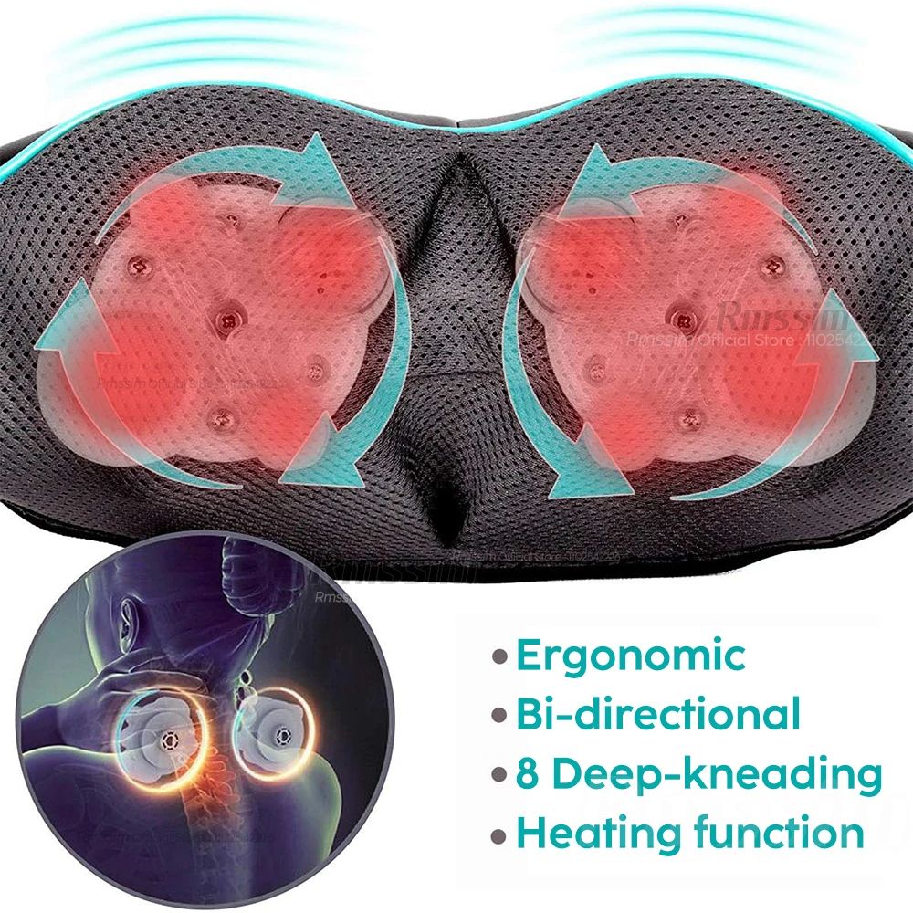 Deep Kneading Shiatsu Neck And Shoulder Massager Heated Back Pillow For Full Body Pain Relief Elect 1