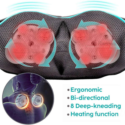 Deep Kneading Shiatsu Neck And Shoulder Massager Heated Back Pillow For Full Body Pain Relief Elect 1