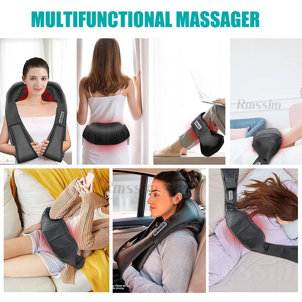 Deep Kneading Shiatsu Neck And Shoulder Massager Heated Back Pillow For Full Body Pain Relief Elect 4