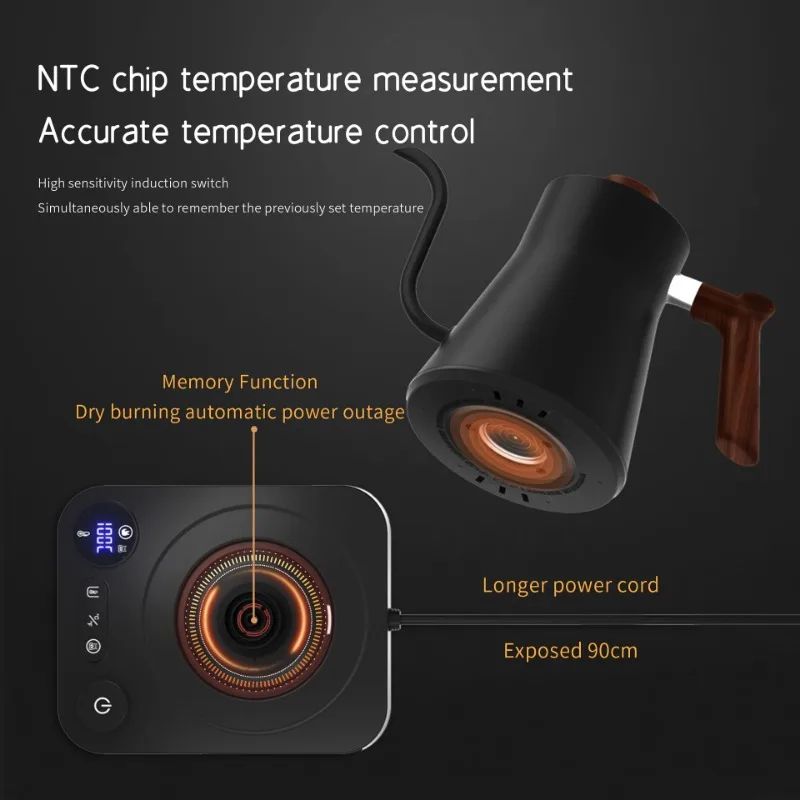 Smart Constant Temp Gooseneck Electric Kettle Hand Brew Coffee Milk Powder  Tea Pot With Timer 2