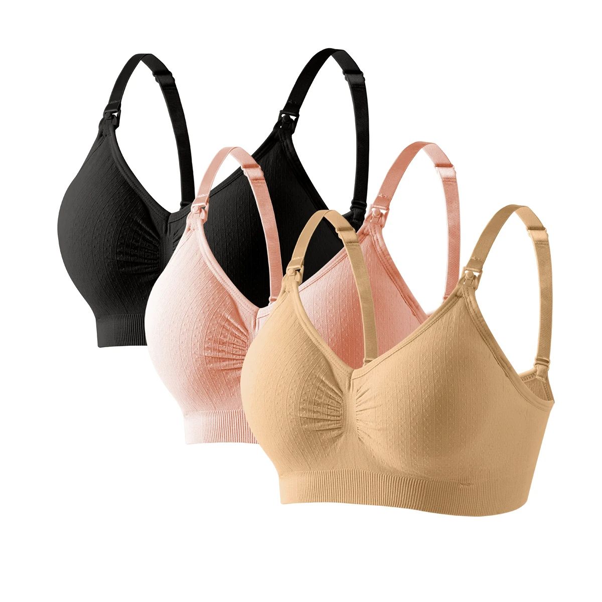 Breathable Front Open Nursing Bra Full Cup Wireless Maternity Breastfeeding Bra 7