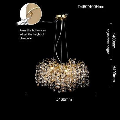 Modern Rectangle Crystal Chandelier Large Gold Branch Hanging Pendant Light For Dining Room Living  11