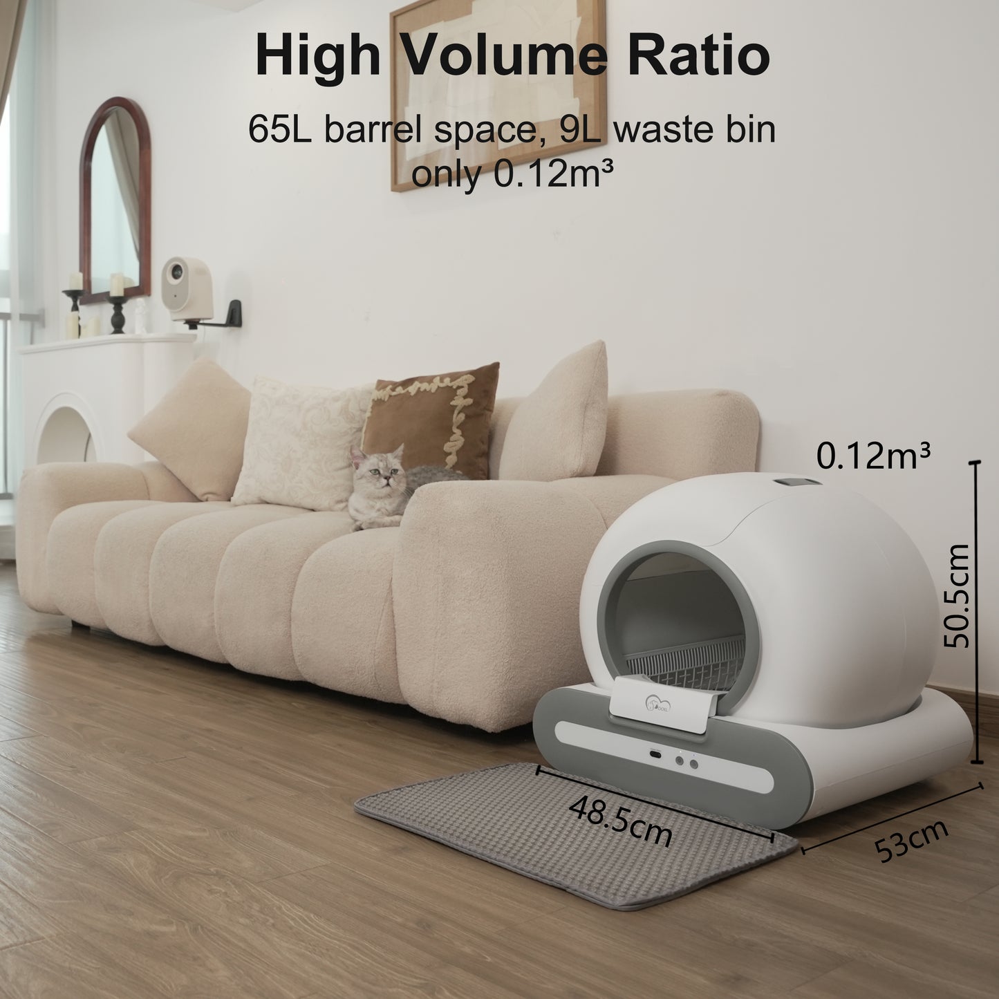 DOEL Automatic Cat Litter Box Self Cleaning With App Control  Cat Litter Mat Smart Cat Toilet For M