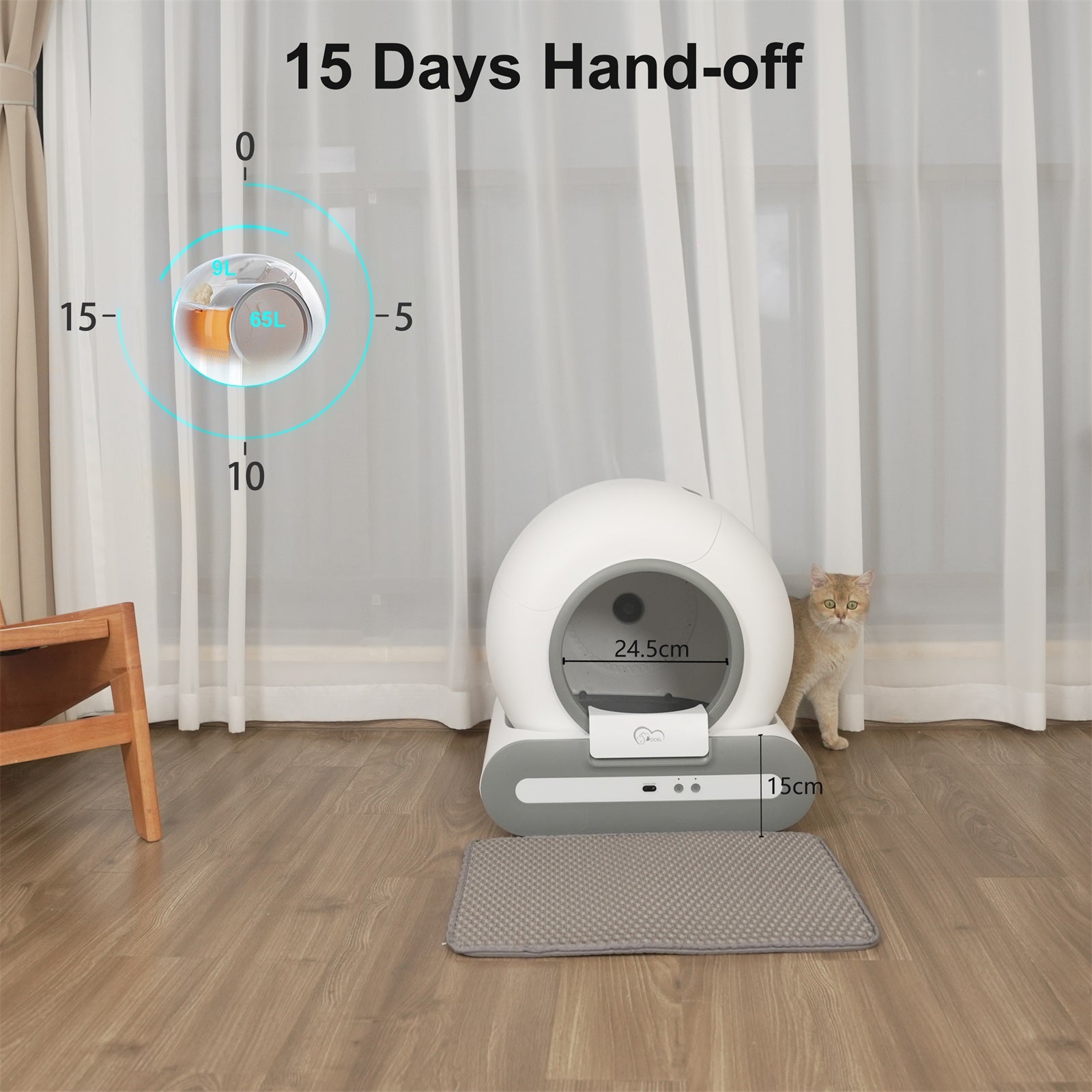 Smart Cat Litter Box Automatic SelfCleaning Toilet with App Control OdorFree for Multiple Cats