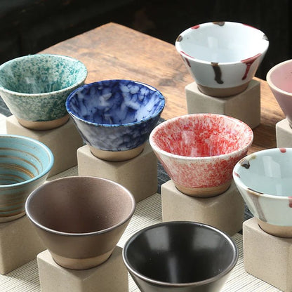 Japanese Style Retro Ceramic Coffee Cup Rough Pottery Tea Cup For Latte Pull Flower Porcelain Mug H 2