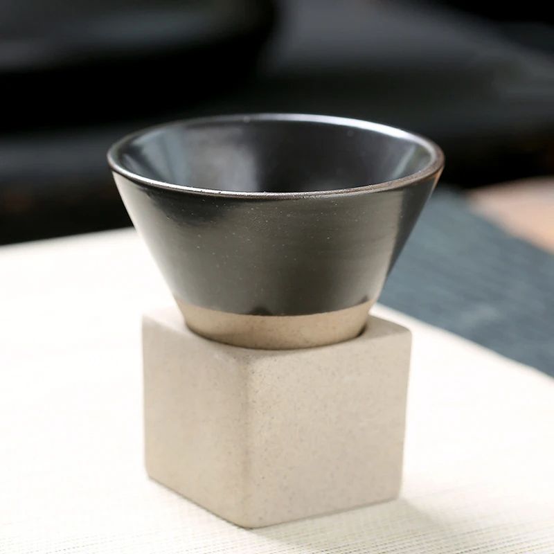 Japanese Style Retro Ceramic Coffee Cup Rough Pottery Tea Cup For Latte Pull Flower Porcelain Mug H 6