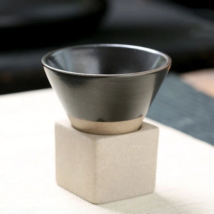 Japanese Style Retro Ceramic Coffee Cup Rough Pottery Tea Cup For Latte Pull Flower Porcelain Mug H 6