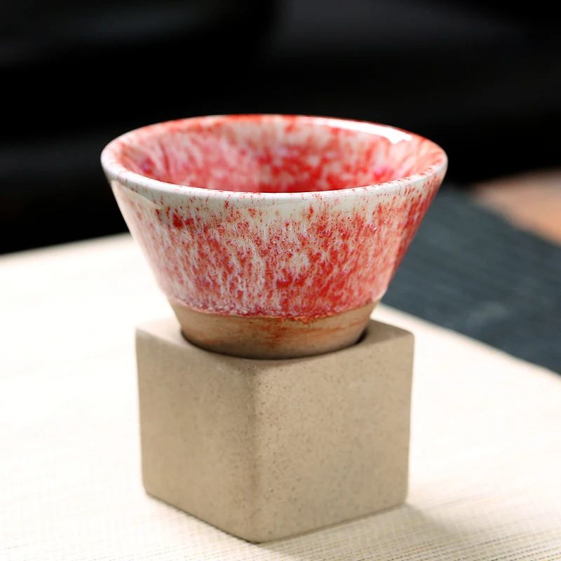 Japanese Style Retro Ceramic Coffee Cup Rough Pottery Tea Cup For Latte Pull Flower Porcelain Mug H 8