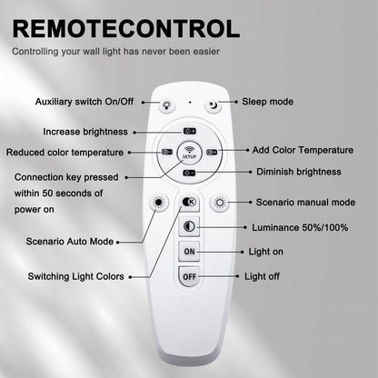 Modern LED Wall Light with 2.4G Remote, 16W Dimmable Indoor Wall Lamp for Home & Office