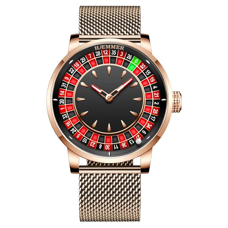 High End Design Mechanical Watch, Las Vegas Roulette Desktop Theme, Diamond Luminous Rotating Dial Men Timepiece