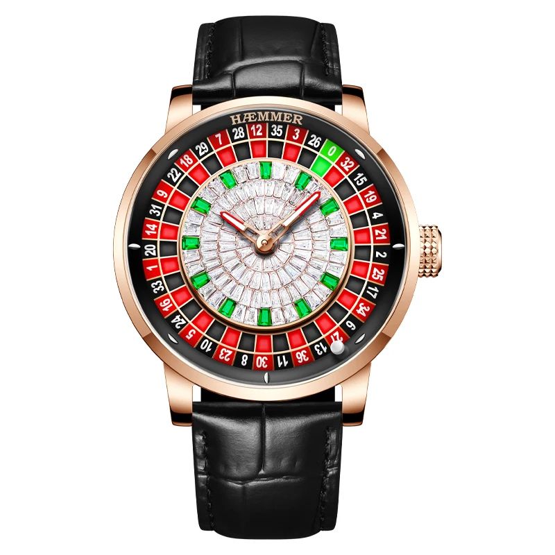 High End Design Mechanical Watch Las Vegas Roulette Desktop Theme Diamond Luminous Rotating Dial Me 5
