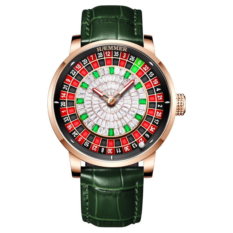 High End Design Mechanical Watch Las Vegas Roulette Desktop Theme Diamond Luminous Rotating Dial Me 7