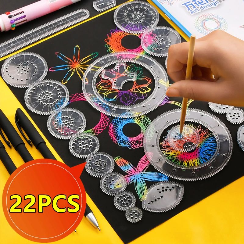 Spirograph Ruler Interlocking Gears Wheels Drawing Tool Educational Scratch Painting Toys for Kids & Artists
