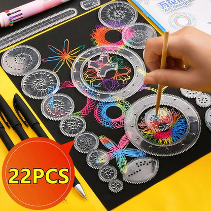 Spirograph Ruler Interlocking Gears Wheels Drawing Tool Educational Scratch Painting Toys for Kids & Artists