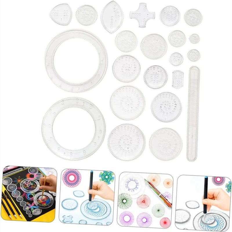 Spirograph Ruler Interlocking Gears Wheels Drawing Tool Educational Scratch Painting Toys For Kids  1