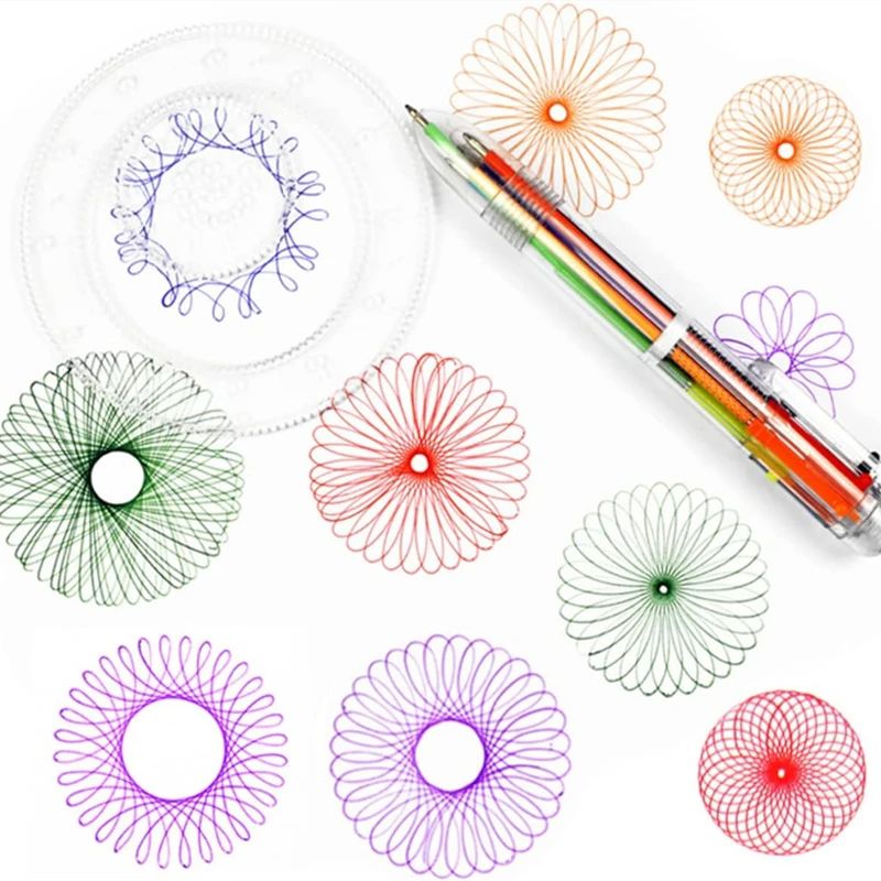 Spirograph Ruler Interlocking Gears Wheels Drawing Tool Educational Scratch Painting Toys For Kids  2