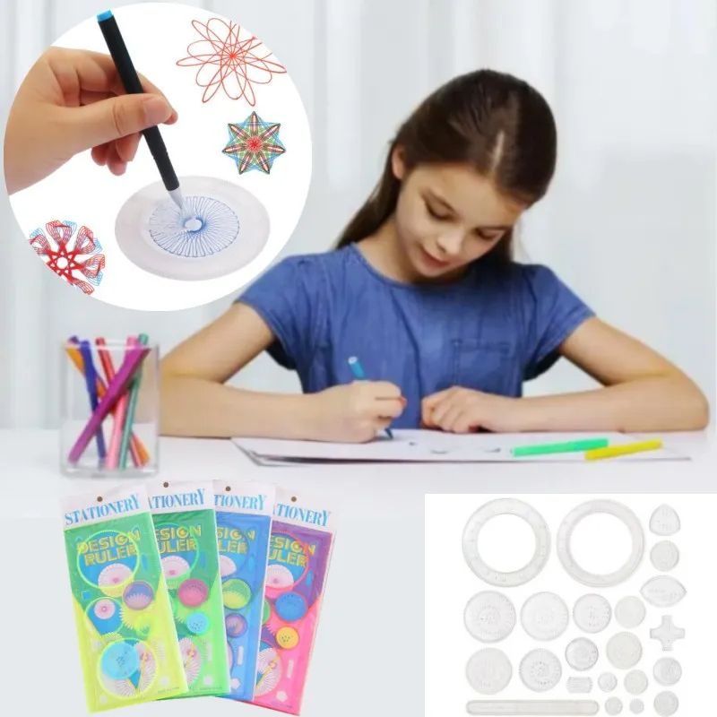 Spirograph Ruler Interlocking Gears Wheels Drawing Tool Educational Scratch Painting Toys For Kids  5