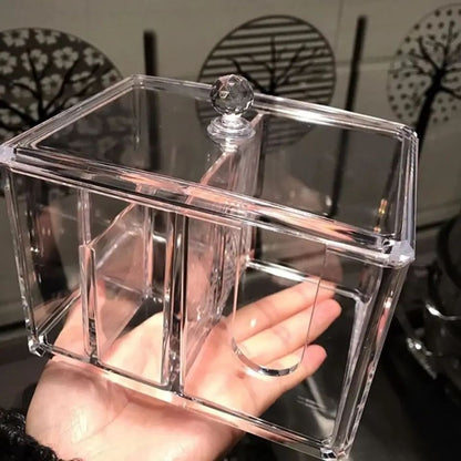 Transparent Acrylic Cotton Storage Box Dustproof Organizer For Cotton Swabs Cosmetics  Desktop Dres 1