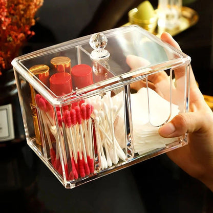 Transparent Acrylic Cotton Storage Box Dustproof Organizer For Cotton Swabs Cosmetics  Desktop Dres 3