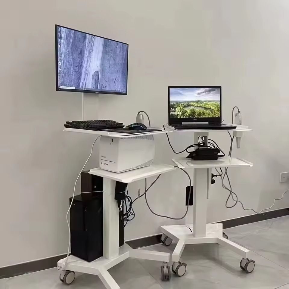Dental Mobile Workstation, Adjustable Medical Trolley for Oral Scanner, Laptop & Hospital Equipment