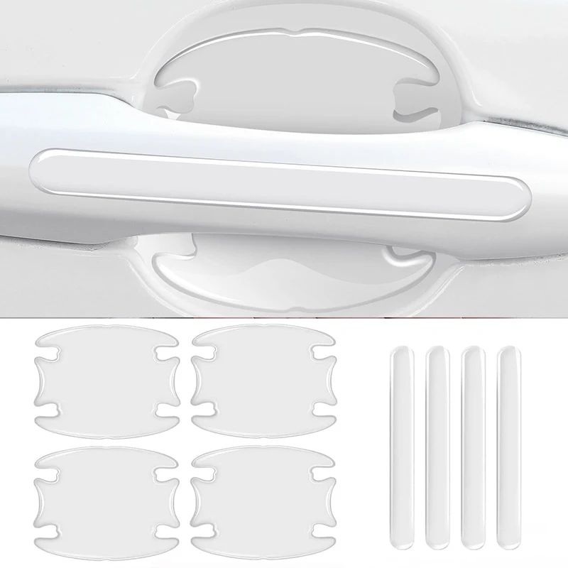 Car Door Handle Bowl Scratch Protectors – Invisible Transparent Stickers, Anti-Collision Silicone Protection Strips