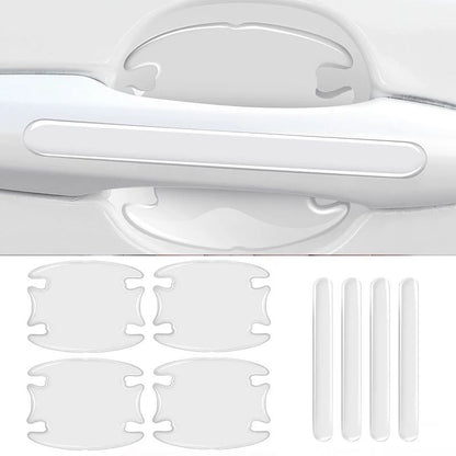 Car Door Handle Bowl Scratch Protectors – Invisible Transparent Stickers, Anti-Collision Silicone Protection Strips