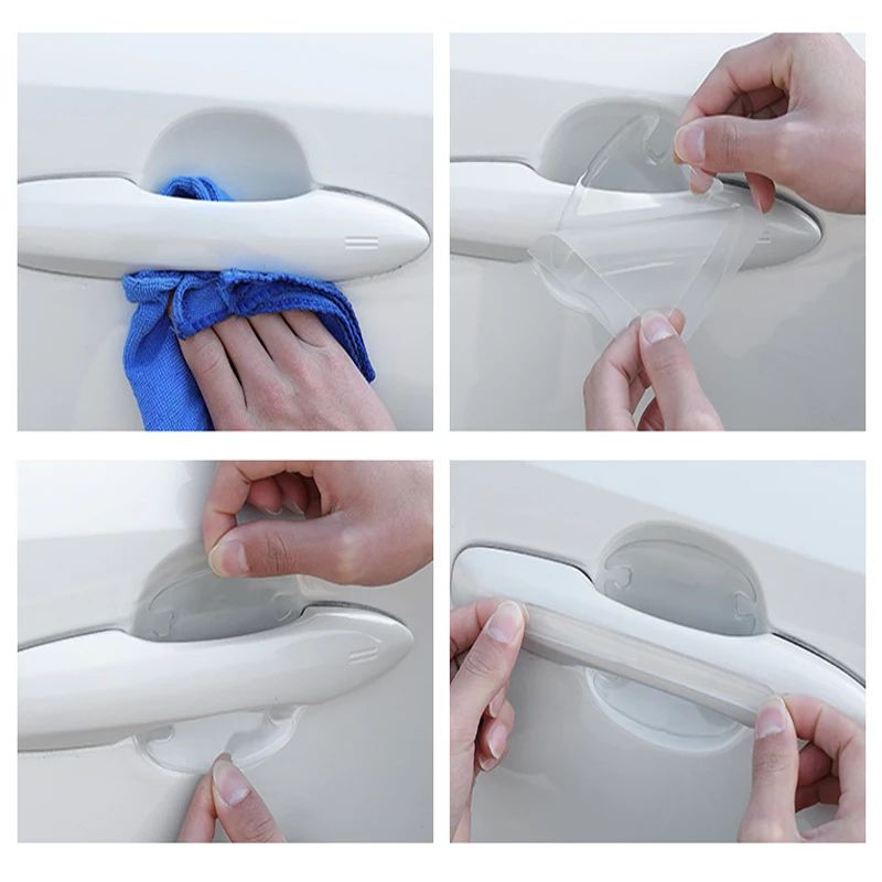 Car Door Handle Bowl Scratch Protectors  Invisible Transparent Stickers AntiCollision Silicone Prot 2