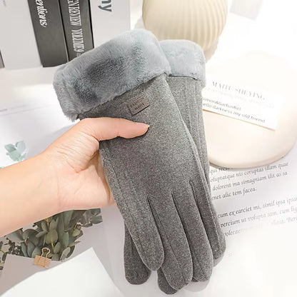 Fashionable Womens Winter Gloves Thick Plush Suede Mittens For Touchscreen Driving  Outdoor Sports 2