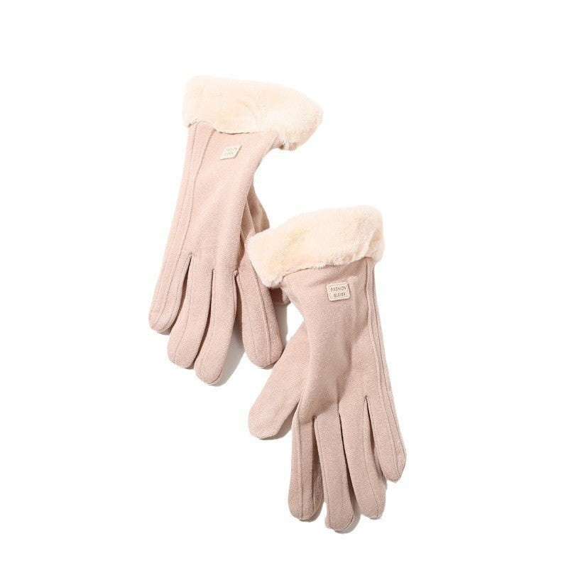 Fashionable Womens Winter Gloves Thick Plush Suede Mittens For Touchscreen Driving  Outdoor Sports 8