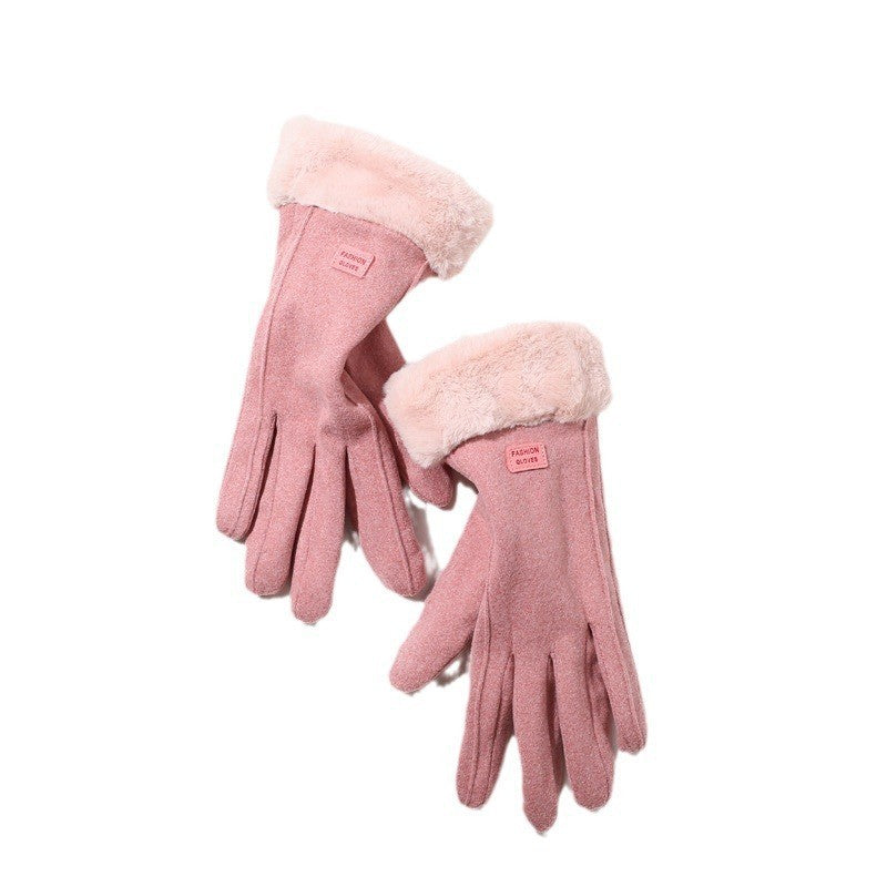 Fashionable Womens Winter Gloves Thick Plush Suede Mittens For Touchscreen Driving  Outdoor Sports 9