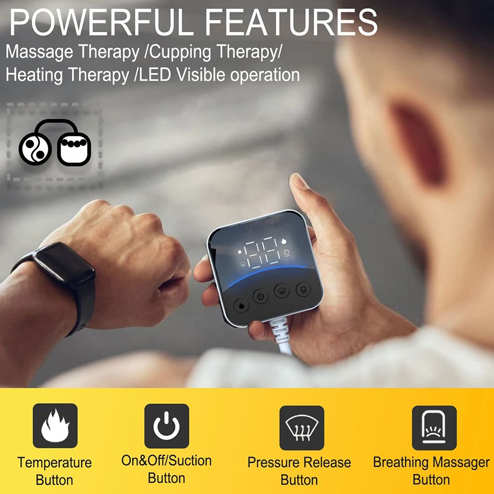 Electric Cupping Massager Smart Vacuum Cupping With Visual Remote Control Heated Suction Cable Pull 2