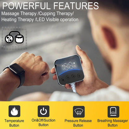 Electric Cupping Massager Smart Vacuum Cupping With Visual Remote Control Heated Suction Cable Pull 2