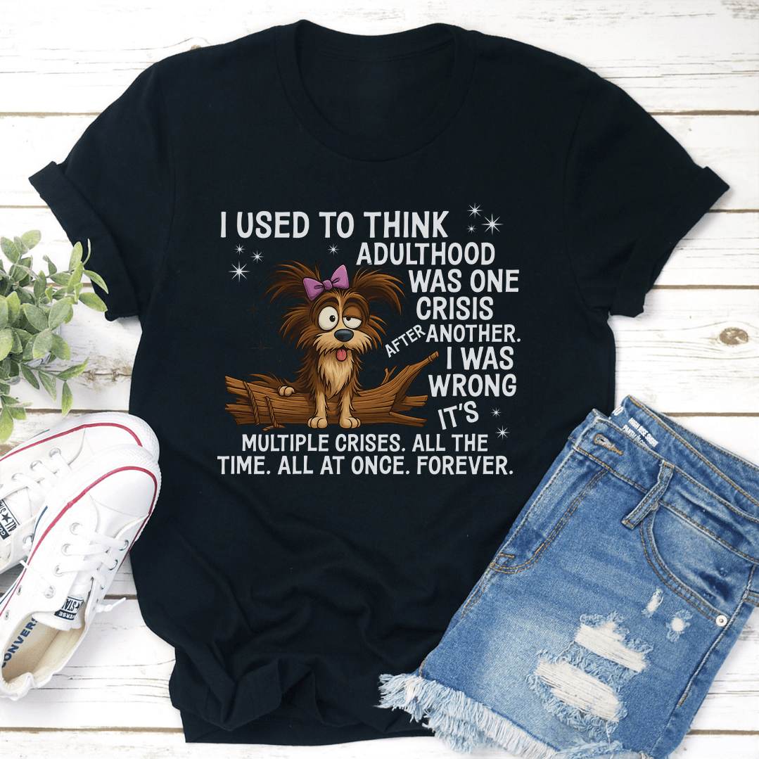 I Used To Think Adulthood Was One Crisis After Another Tee 3