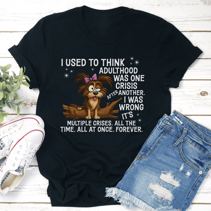 I Used To Think Adulthood Was One Crisis After Another Tee 3