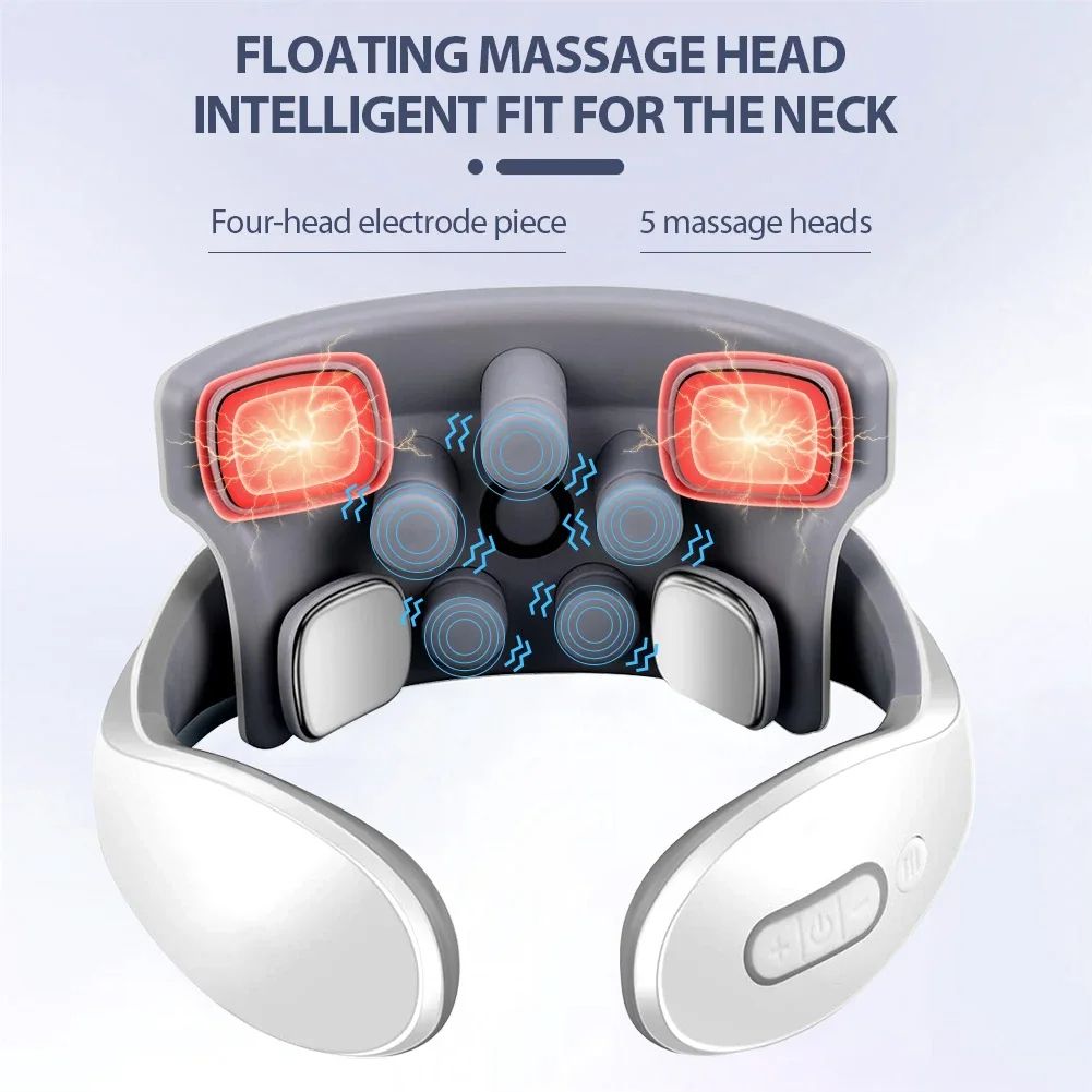 Smart Pulse Neck Massager – Intelligent Electric Rechargeable Heating Magnetic TENS Pulse Therapy for Deep Tissue Relief