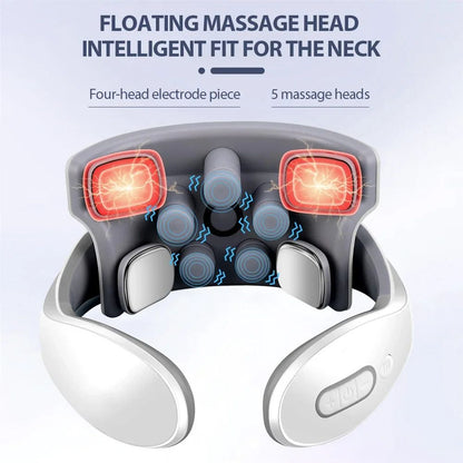 Smart Pulse Neck Massager – Intelligent Electric Rechargeable Heating Magnetic TENS Pulse Therapy for Deep Tissue Relief