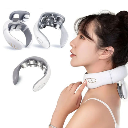 Smart Pulse Neck Massager  Intelligent Electric Rechargeable Heating Magnetic TENS Pulse Therapy Fo 1