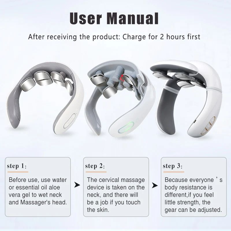 Smart Pulse Neck Massager  Intelligent Electric Rechargeable Heating Magnetic TENS Pulse Therapy Fo 2