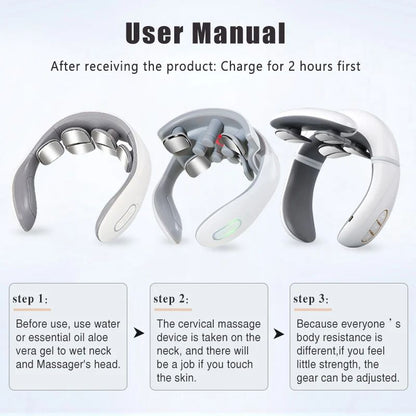 Smart Pulse Neck Massager  Intelligent Electric Rechargeable Heating Magnetic TENS Pulse Therapy Fo 2
