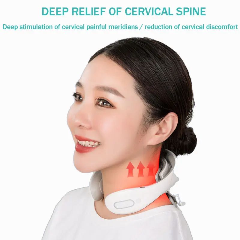 Smart Pulse Neck Massager  Intelligent Electric Rechargeable Heating Magnetic TENS Pulse Therapy Fo 3