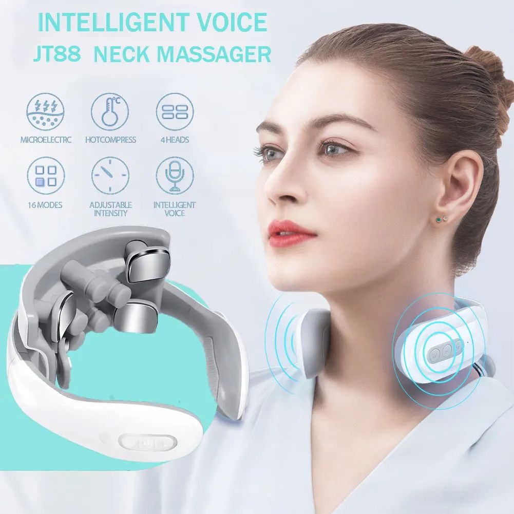Smart Pulse Neck Massager  Intelligent Electric Rechargeable Heating Magnetic TENS Pulse Therapy Fo 4