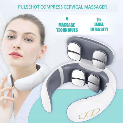 Smart Pulse Neck Massager  Intelligent Electric Rechargeable Heating Magnetic TENS Pulse Therapy Fo 5