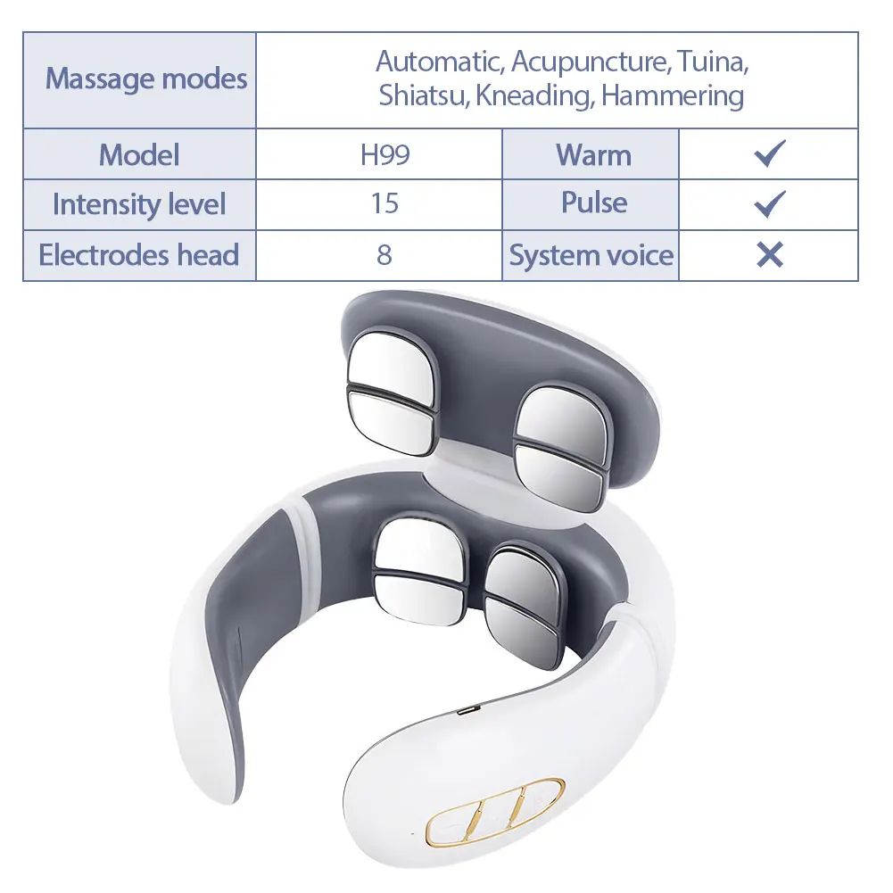 Smart Pulse Neck Massager  Intelligent Electric Rechargeable Heating Magnetic TENS Pulse Therapy Fo 6