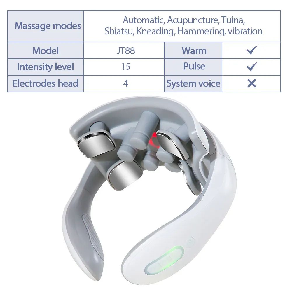 Smart Pulse Neck Massager  Intelligent Electric Rechargeable Heating Magnetic TENS Pulse Therapy Fo 8