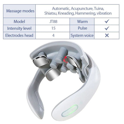 Smart Pulse Neck Massager  Intelligent Electric Rechargeable Heating Magnetic TENS Pulse Therapy Fo 8