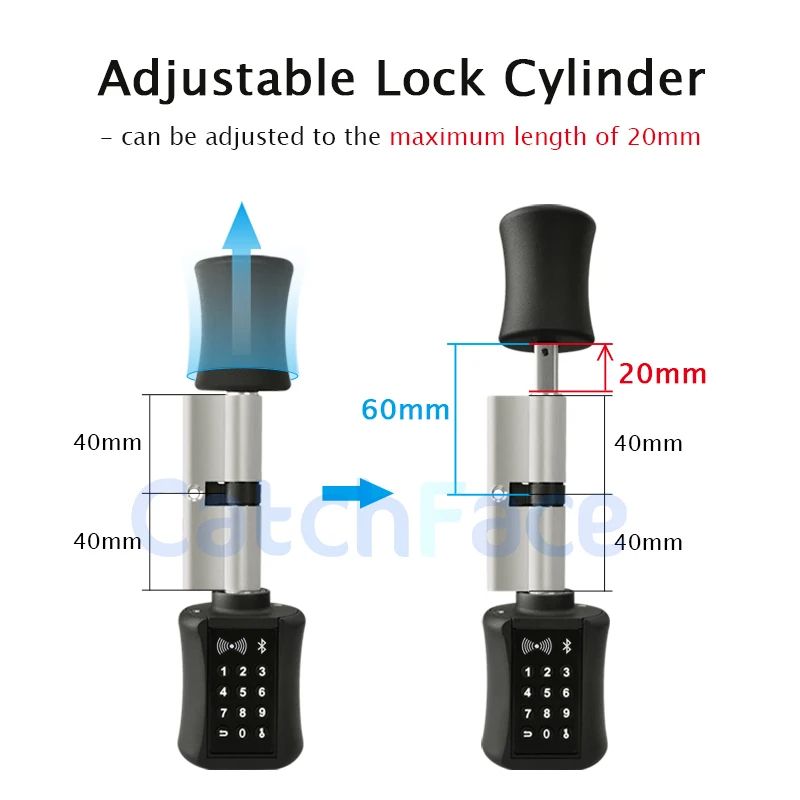 TTLock Bluetooth Smart Cylinder Lock WiFi Smart Security Lock APP Keypad Code RFID Card Keyless Ent 2