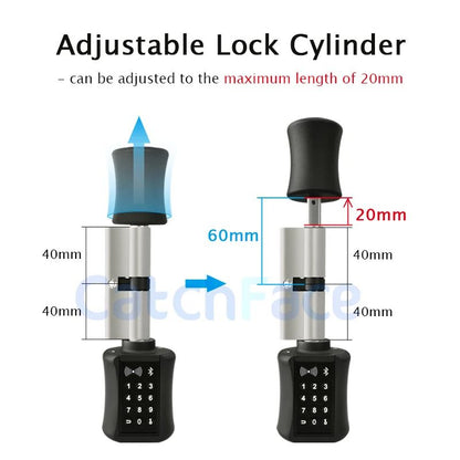 TTLock Bluetooth Smart Cylinder Lock WiFi Smart Security Lock APP Keypad Code RFID Card Keyless Ent 2