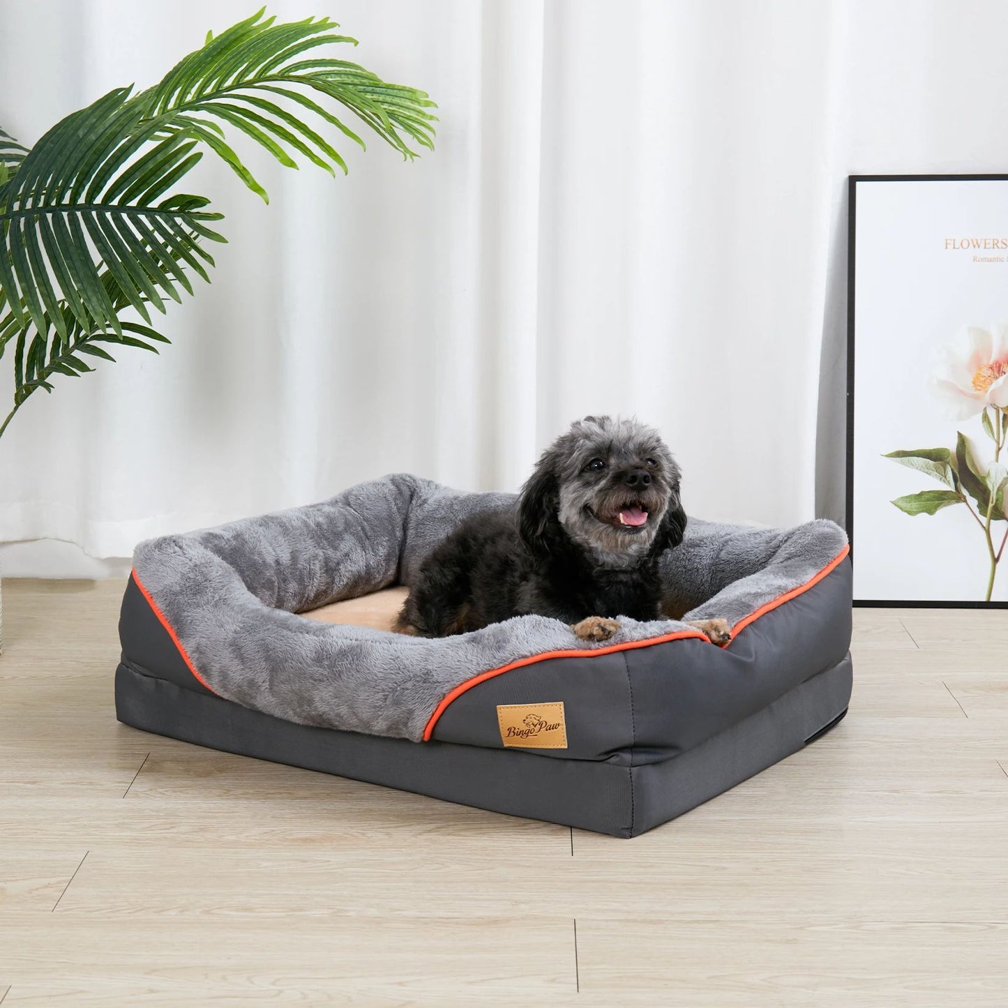 Super Soft Orthopedic Dog Bed With Removable Washable Cover  Plush CottonPadded Bolster Pet Bed For 2