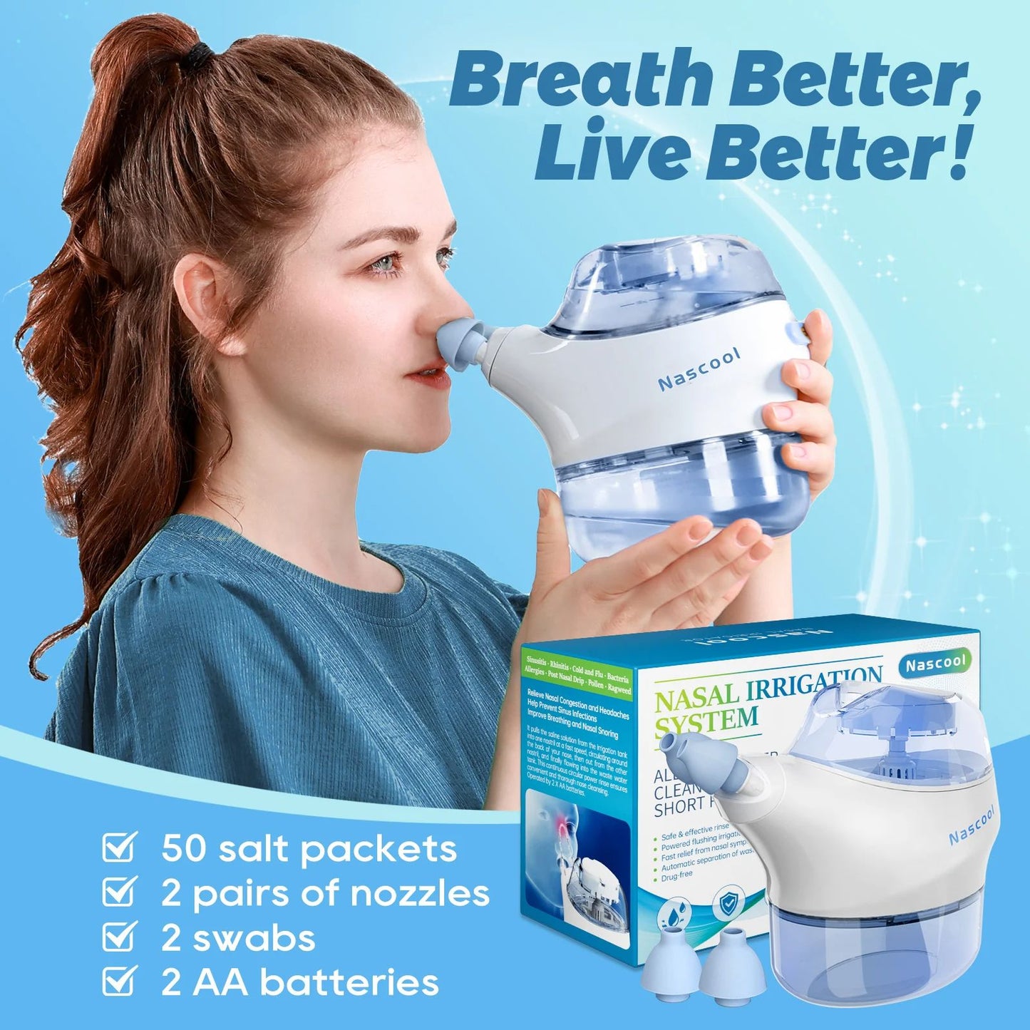 Electric Nasal Irrigation System With SaltPods Suction Nose Washer  Sinus Rinse Deep Cleaner Machin 1
